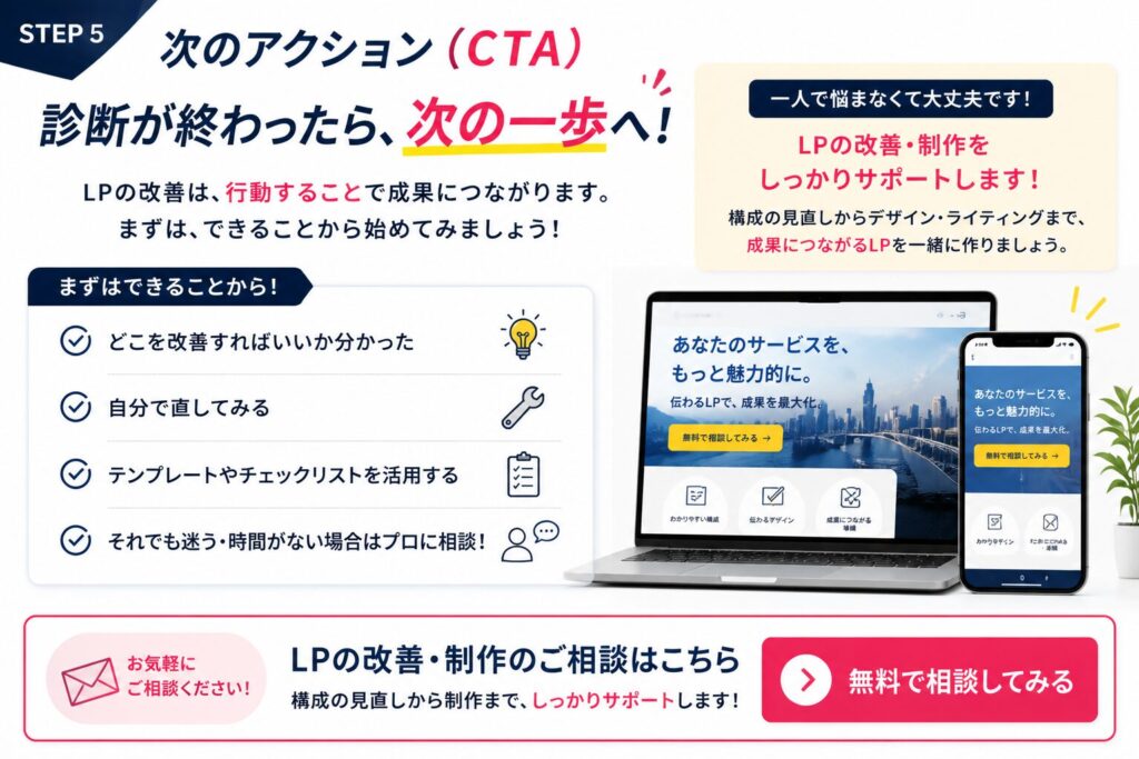 LP改善や制作の相談へつなげるCTA画像