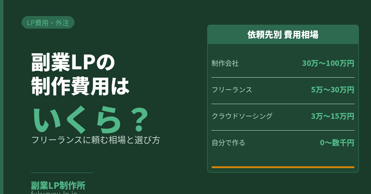 副業LPの制作費用はいくら？フリーランスに頼む相場と失敗しない選び方